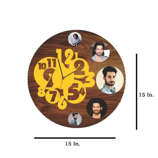 5 Pics With Clock - MDF Wall Collage Frame