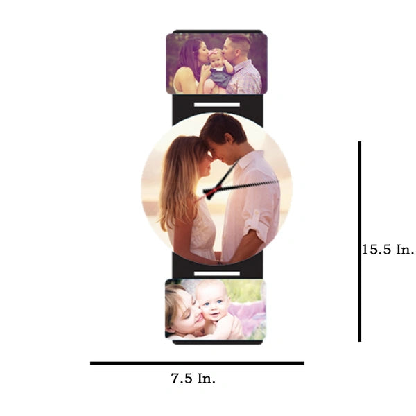 3 Pics With Clock - MDF Wall Collage Frame