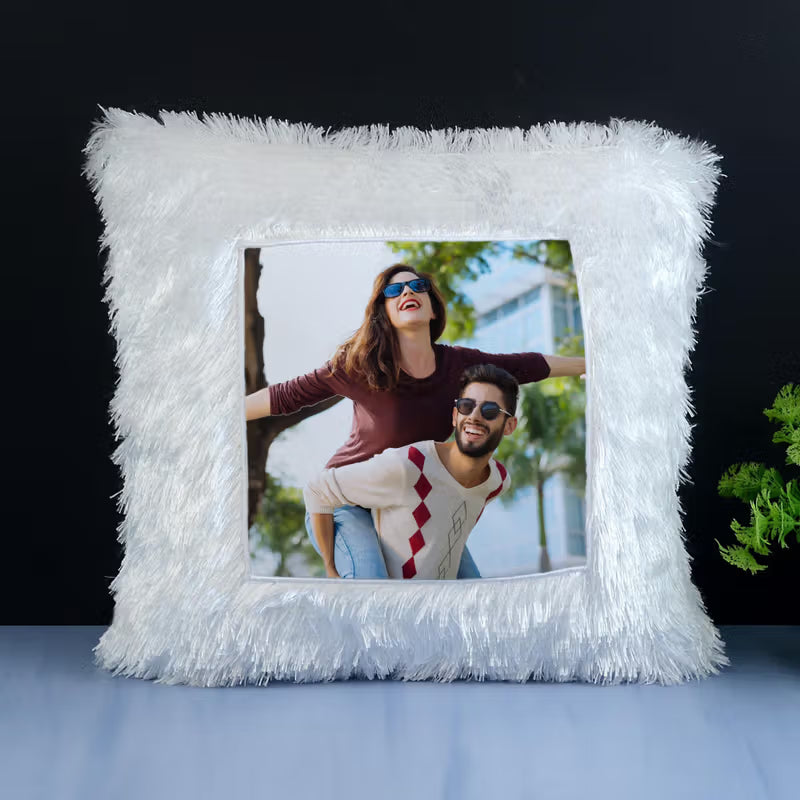 Fur Pillows - Square Shape - White