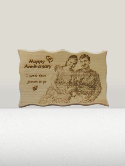 6x8" Inch Zigzag - Engraved Wooden Plaque