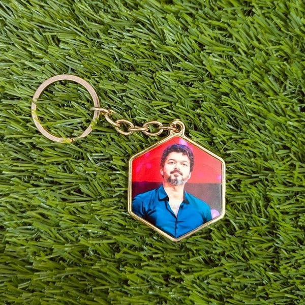 Gold Metal Coated Keychain - Hexa shape