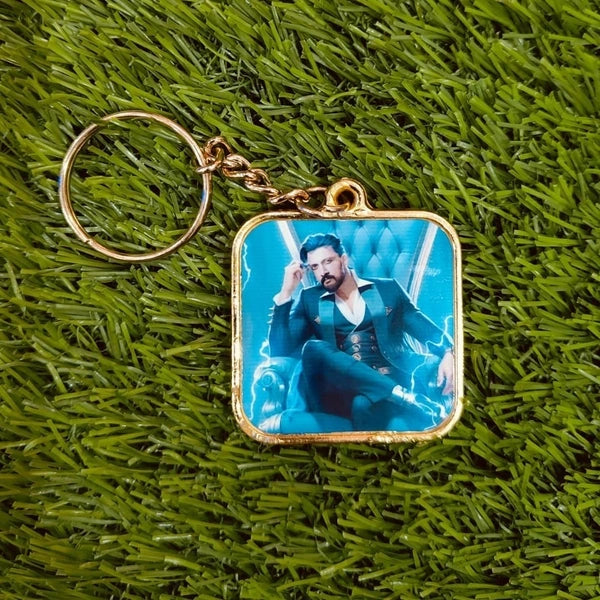 Gold Metal Coated Keychain - Square Shape