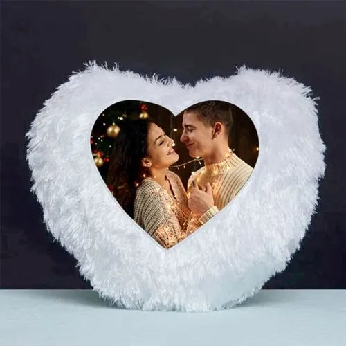 Fur Pillows - Heart Shape - White