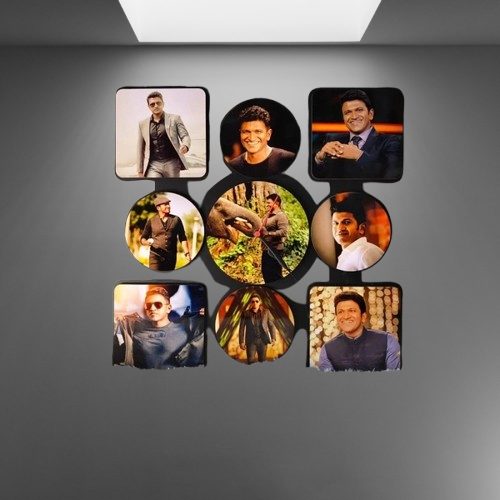 9 Pics with Clock - MDF Wall Collage Frame