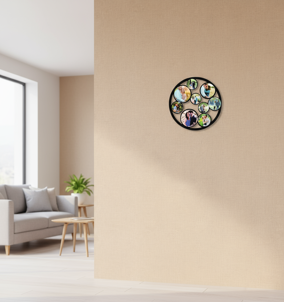 9 Pics Round - MDF Wall Collage Frame