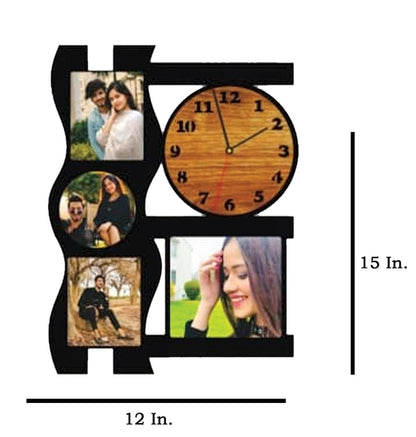 4 Pics With Clock - MDF Wall Collage Frame