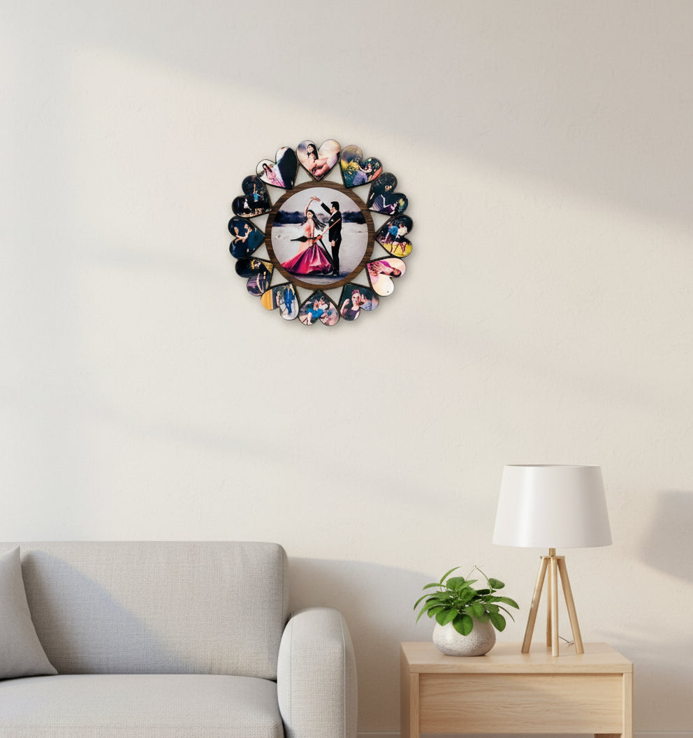 13 Pics With Clock - MDF Wall Collage Frame