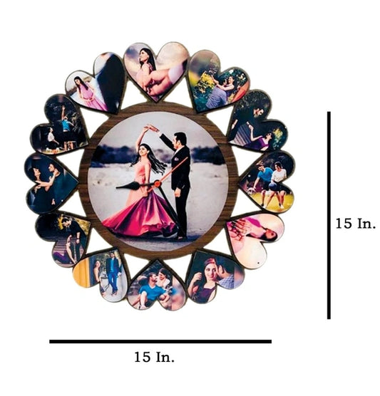 13 Pics With Clock - MDF Wall Collage Frame