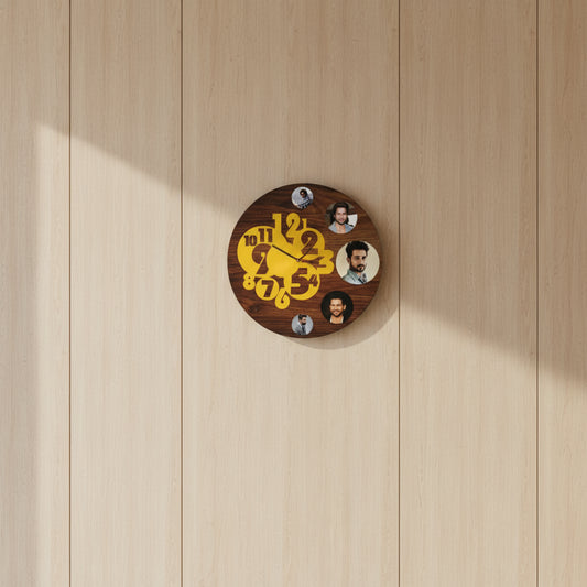 5 Pics With Clock - MDF Wall Collage Frame