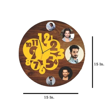 5 Pics With Clock - MDF Wall Collage Frame