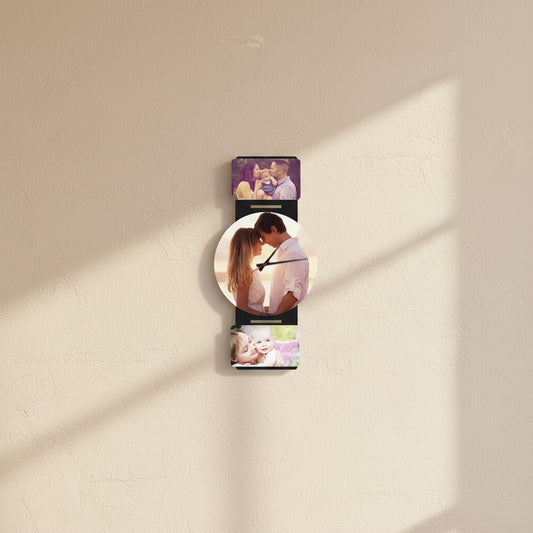 3 Pics With Clock - MDF Wall Collage Frame