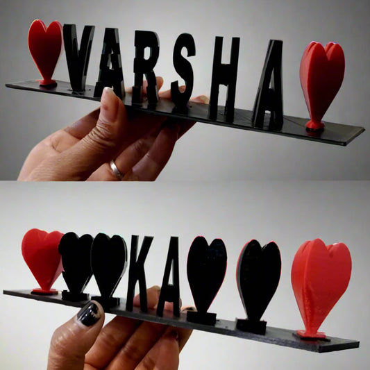 Flip Name - Black Letters & Red Heart