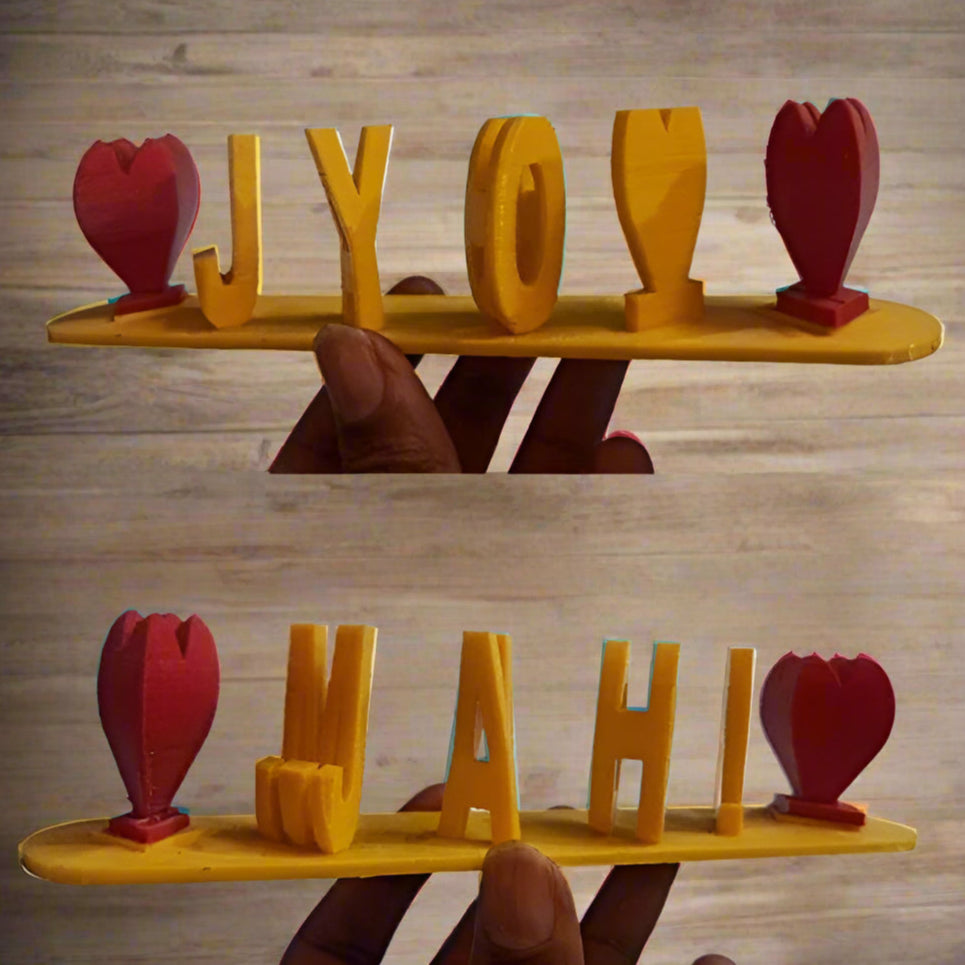 Flip name - Yellow Letters & Red Heart