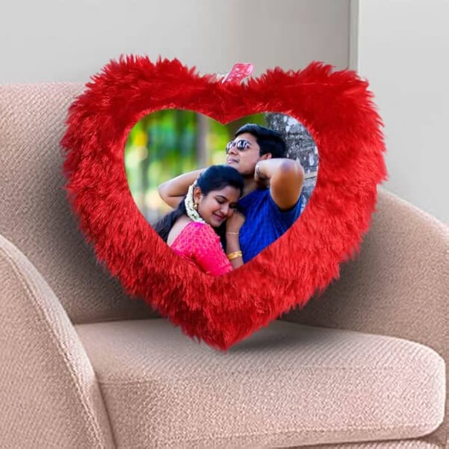 Fur Pillows - Heart Shape - Red