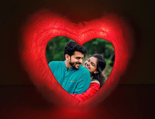 RGB LED Fur Pillow - Heart Shape