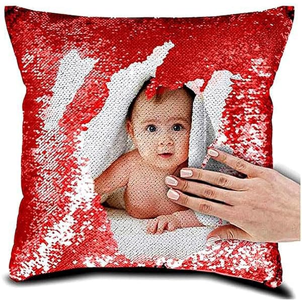 Sequin Magic Pillow - Square Shape - Red