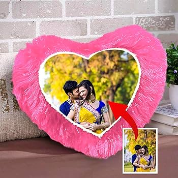 Fur Pillows - Heart Shape - Pink