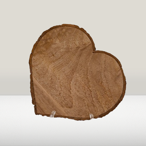 8x8" Inch - Natural Wood - Heart Shape