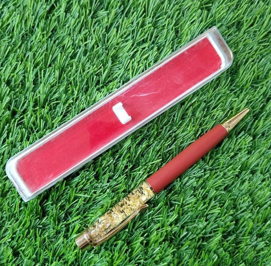 Golden Zari Pen - Maroon