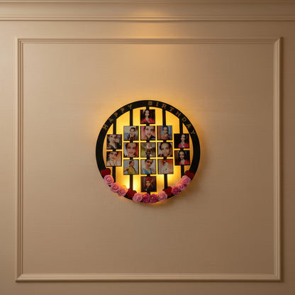 Happy Birthday - MDF Wall Collage Frame with LED