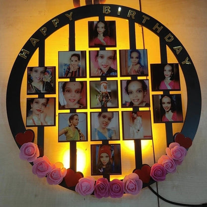 Happy Birthday - MDF Wall Collage Frame with LED