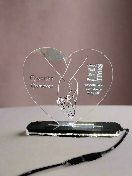 Love You Forever - Holding Heart - Acrylic Table Frame