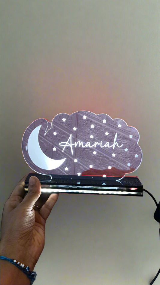 Name Engraved With Stars & Moon - 3f Illusion Acrylic Lamp