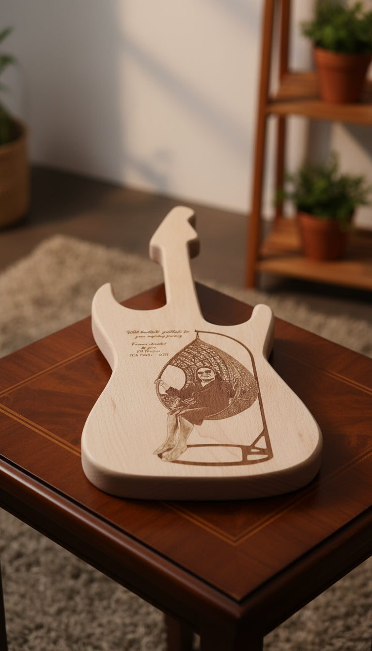 Wooden product with blue interior on a decorative surface