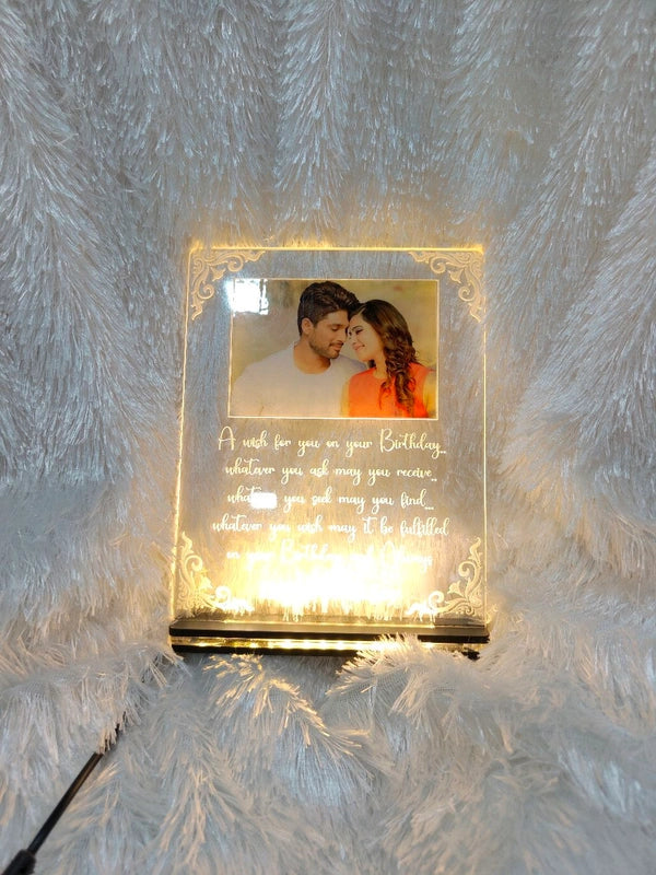 Happy Birthday Message with Photo Acrylic - Single LED