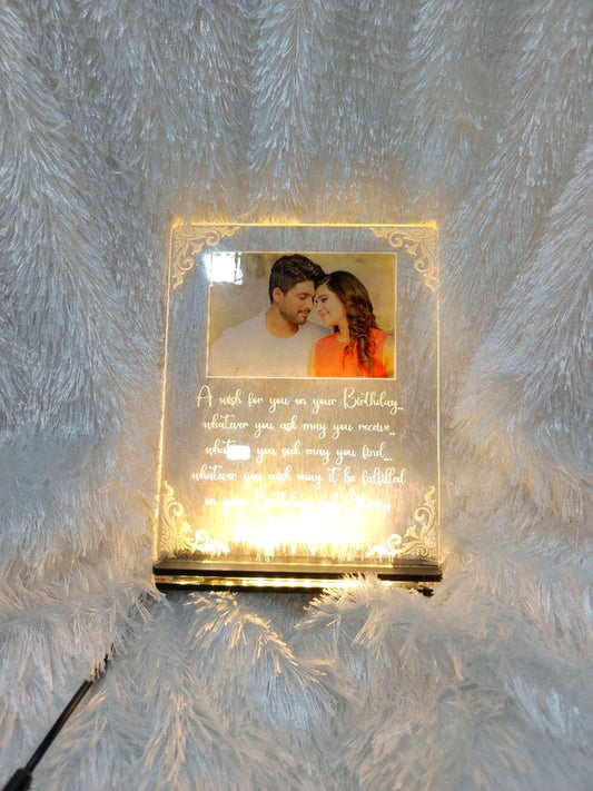 Happy Birthday Message with Photo Acrylic - Single LED