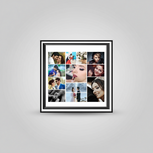 Framed collage of various photos including couples and individuals.