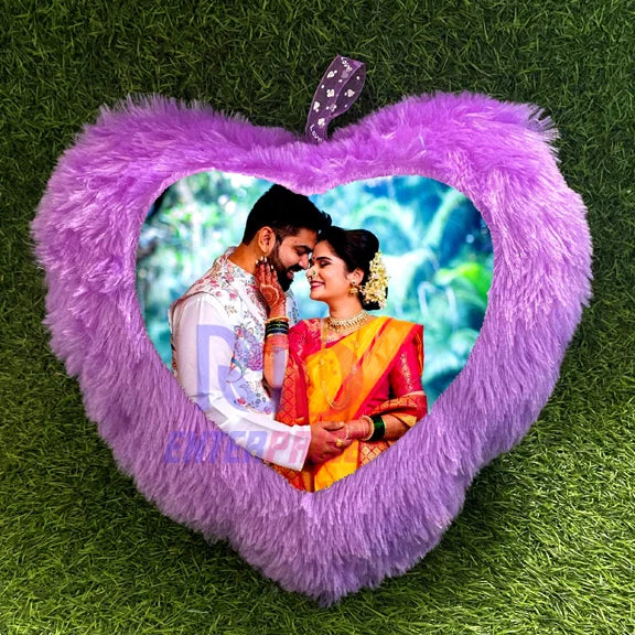 Fur Pillows - Heart Shape - Purple
