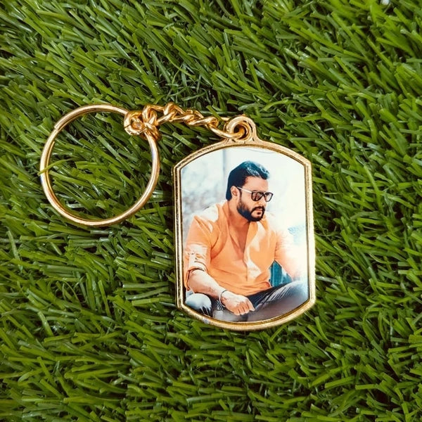 Gold Metal Coated Keychain - Oval Rectangle Shape